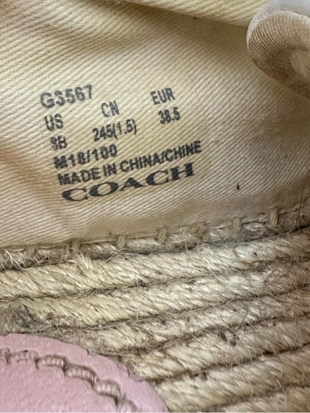 Coach C101 Espadrille Sneakers Womens Sz 8 White Pink Leather Comfort Casual